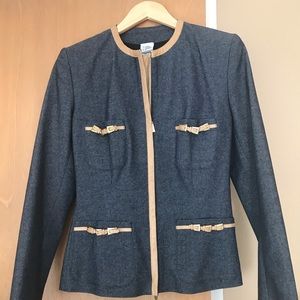 Guy Fulop Vintage fitted blazer, leather trim